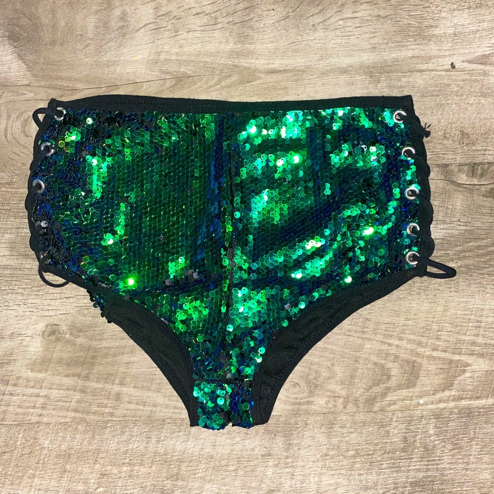 Sequin Laced Up iHeartRaves Booty Shorts